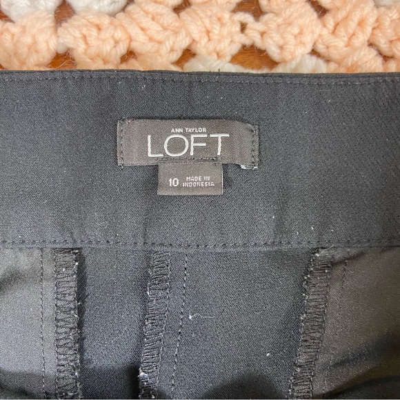 LOFT Black Wide Leg Trouser Cropped Pants Culottes Sz 10 Sailor Palazzo Capri - Picture 7 of 12